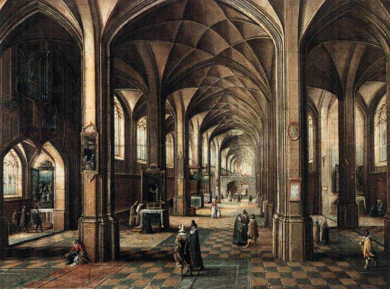 MINDERHOUT, Hendrik van Interior of a Church with a Family in the Foreground oil painting picture